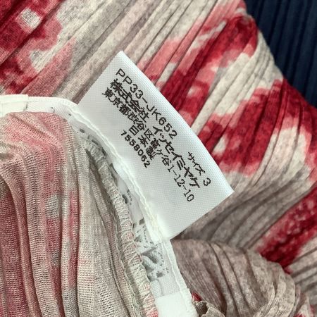 ISSEY MIYAKE イッセイミヤケ PLEATS PLEASE 変形 総柄 カットソー SIZE 3 PP33-JK652 エンジ