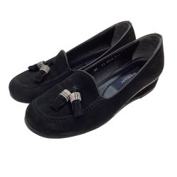 ♪♪ BURBERRY LONDON バーバリーロンドン レディース  パンプス SIZE 22.5cm スウェード ブラック Bランク