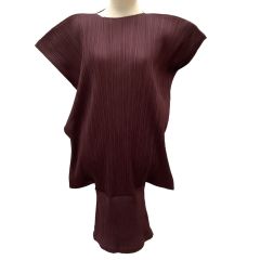 ISSEY MIYAKE イッセイミヤケ PLEATS PLEASE 変形 ワンピース SIZE 3 PP11-JT410 ワインレッド Bランク