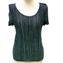 ♪♪ ISSEY MIYAKE イッセイミヤケ PLEATS PLEASE ラメ グラデーション カットソー PP83-JK711 パープル×グリーン Bランク
