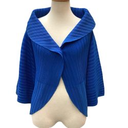 ♪♪ ISSEY MIYAKE イッセイミヤケ PLEATS PLEASE ボレロ カーディガン SIZE 3 PP31-F0374 ブルー Bランク