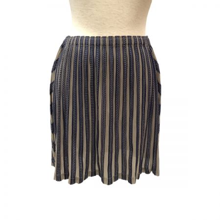  ISSEY MIYAKE イッセイミヤケ PLEATS PLEASE ミニスカート PP01-JG693 ブラウン×ネイビー