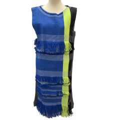 ISSEY MIYAKE イッセイミヤケ ペーパープリンジ ワンピース SIZE 2 IM62FH503 ブルー×グレー Bランク