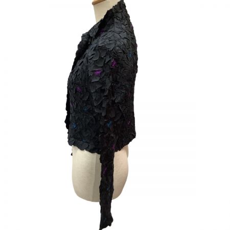  ISSEY MIYAKE イッセイミヤケ シワ加工 花柄  カーディガン SIZE 2 IM22FD905 ブラック