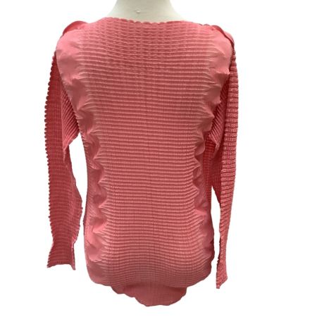ISSEY MIYAKE イッセイミヤケ シフォン フリル プリーツ  カーディガン SIZE 2 IM22FJ914 ピンク