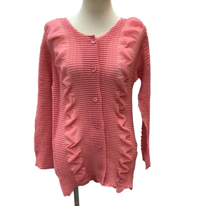 ISSEY MIYAKE イッセイミヤケ シフォン フリル プリーツ カーディガン