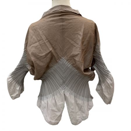  ISSEY MIYAKE FETE A-POC イッセイミヤケ 変形 プリーツ シャツ IF82FD224 グレー×ブラウン
