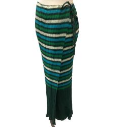 ♪♪ ISSEY MIYAKE FETE イッセイミヤケ プリーツ 巻きスカート SIZE 3 IF72FG217 ブルー×グリーン Bランク