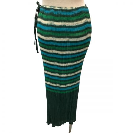  ISSEY MIYAKE FETE イッセイミヤケ プリーツ 巻きスカート SIZE 3 IF72FG217 ブルー×グリーン