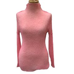 ISSEY MIYAKE Haat イッセイミヤケ シフォン 波プリーツ タートルネックカットソー  HA03FJ803 ピンク Cランク