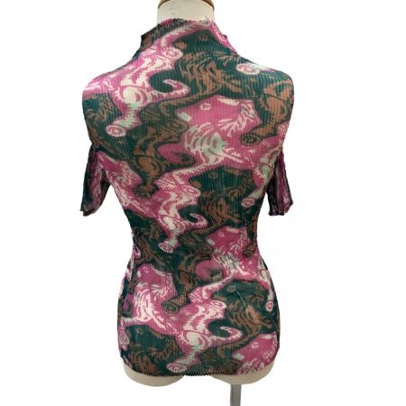  ISSEY MIYAKE FETE イッセイミヤケ 波プリーツ シフォン アニマルカットソー SIZE 2 IF72FJ267 ピンク