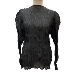 ♪♪ ISSEY MIYAKE イッセイミヤケ プリーツ シワ加工 シフォン カットソー SIZE L IM41-FJ803 ブラック Bランク