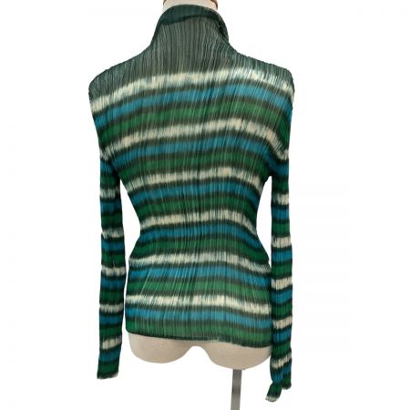  ISSEY MIYAKE FETE イッセイミヤケ プリーツ シフォン シャツ SIZE 2 IF72FJ237 グリーン