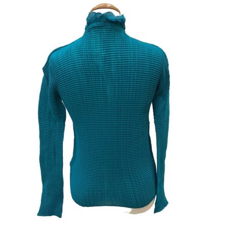ISSEY MIYAKE FETE イッセイミヤケ ワッフルプリーツ フリル カットソー SIZE 2 IF44FJ752 グリーン