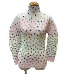 ♪♪ ISSEY MIYAKE me イッセイミヤケ ミー ワッフルプリーツ カットソー 星柄 SIZE F MI11FJ161 ホワイト Bランク