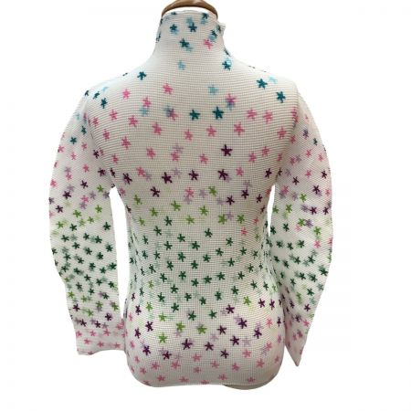  ISSEY MIYAKE me イッセイミヤケ ミー ワッフルプリーツ カットソー 星柄 SIZE F MI11FJ161 ホワイト