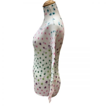  ISSEY MIYAKE me イッセイミヤケ ミー ワッフルプリーツ カットソー 星柄 SIZE F MI11FJ161 ホワイト