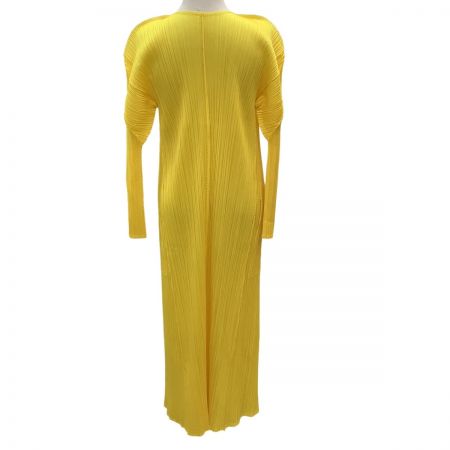  ISSEY MIYAKE イッセイミヤケ PLEATS PLEASE ロングカーディガン SIZE 3 PP31-JA150 イエロー