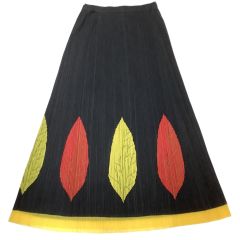 ISSEY MIYAKE イッセイミヤケ PLEATS PLEASE スカート 葉っぱ柄 SIZE 3 PP53-JG644 ブラック Bランク