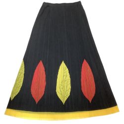 ISSEY MIYAKE イッセイミヤケ PLEATS PLEASE スカート 葉っぱ柄 SIZE 3 PP53-JG644 ブラック Bランク