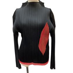 ♪♪ ISSEY MIYAKE イッセイミヤケ PLEATS PLEASE カットソー 葉っぱ柄 SIZE 3 PP53-JK646 ブラック Bランク