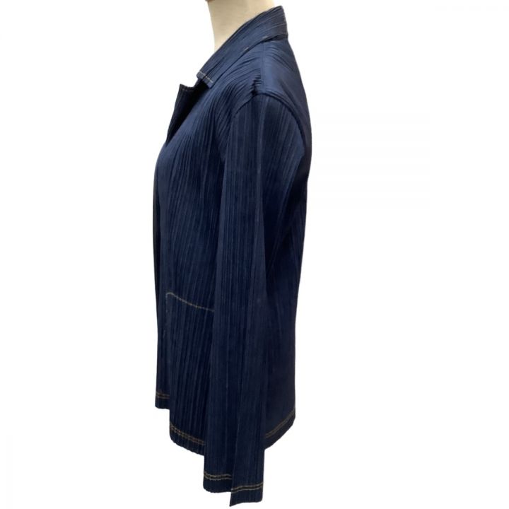 ISSEY MIYAKE イッセイミヤケ PLEATS PLEASE デニム転写 ジャケット SIZE3 PP75-JD022  ネイビー｜中古｜なんでもリサイクルビッグバン