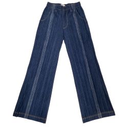 ♪♪ ISSEY MIYAKE イッセイミヤケ PLEATS PLEASE デニム転写 パンツ SIZE 1 PP91-JF423 ネイビー Bランク