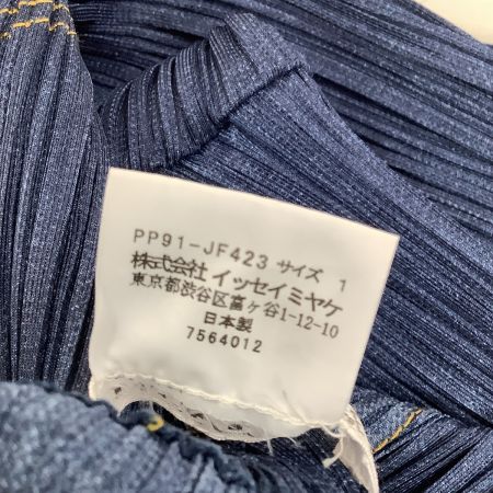  ISSEY MIYAKE イッセイミヤケ PLEATS PLEASE デニム転写 パンツ SIZE 1 PP91-JF423 ネイビー