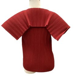 ♪♪ ISSEY MIYAKE WHITE LABEL 変形 セーラー プリーツ カットソー SIZE 3 IM34FJ722 レッド Bランク