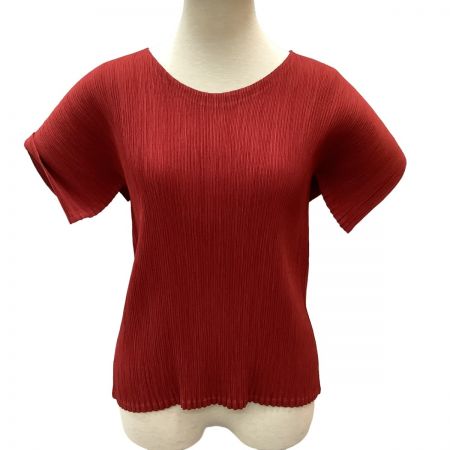  ISSEY MIYAKE WHITE LABEL 変形 セーラー プリーツ カットソー SIZE 3 IM34FJ722 レッド