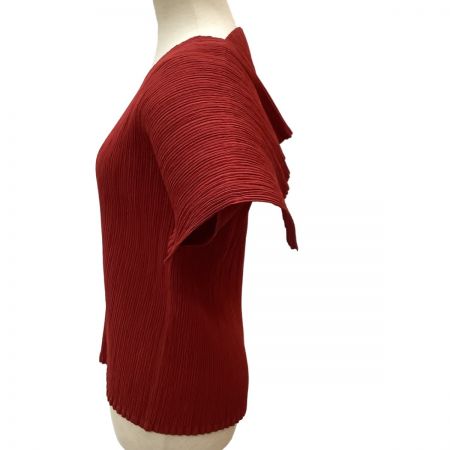  ISSEY MIYAKE WHITE LABEL 変形 セーラー プリーツ カットソー SIZE 3 IM34FJ722 レッド