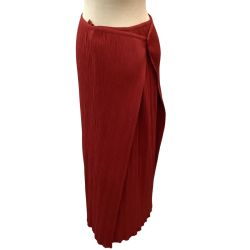 ♪♪ ISSEY MIYAKE WHITE LABEL プリーツ 変形 巻きスカート SIZE 1 IM34FG708 レッド Bランク