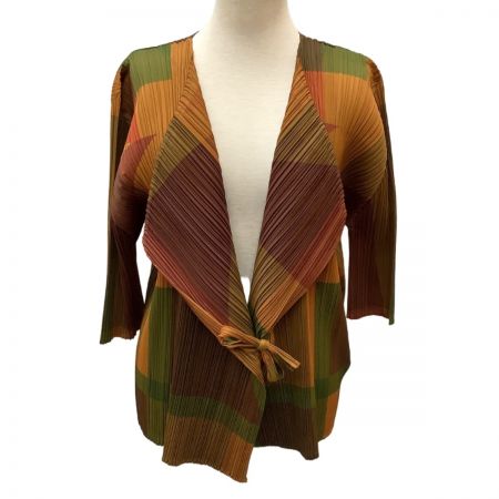 ISSEY MIYAKE イッセイミヤケ PLEATS PLEASE カーディガン SIZE 3 PP73-J0767 ブラウン
