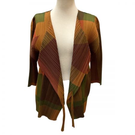  ISSEY MIYAKE イッセイミヤケ PLEATS PLEASE カーディガン SIZE 3 PP73-J0767 ブラウン