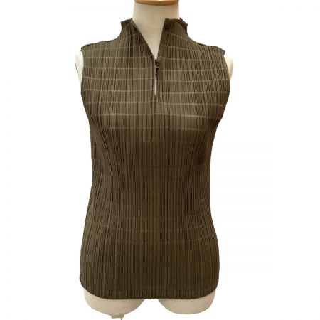  ISSEY MIYAKE イッセイミヤケ PLEATS PLEASE ノースリーブカットソー SIZE3 PP43-JK520 ブラウン
