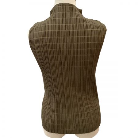  ISSEY MIYAKE イッセイミヤケ PLEATS PLEASE ノースリーブカットソー SIZE3 PP43-JK520 ブラウン