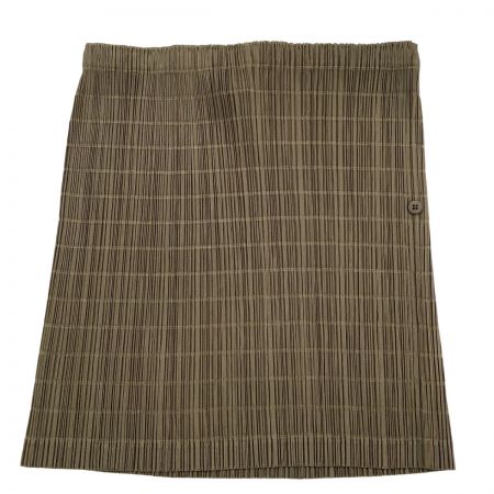  ISSEY MIYAKE イッセイミヤケ PLEATS PLEASE ミニスカート  PP43-JG525 ブラウン