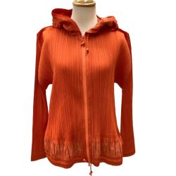 ISSEY MIYAKE イッセイミヤケ PLEATS PLEASE ジップアップ パーカー ジャンパー PP63-JC612 オレンジ Bランク