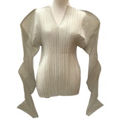 ♪♪ ISSEY MIYAKE イッセイミヤケ 激レア 変形 スリーブ プリーツ カットソー SIZE M IM71-FFJ928 ベージュ Bランク