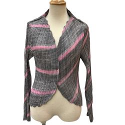 ♪♪ ISSEY MIYAKE FETE イッセイミヤケ プリーツ PLEATS 変形カーディガン  IF74FD745 グレー×ピンク Bランク