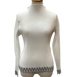 ♪♪ ISSEY MIYAKE イッセイミヤケ カットソー 裾レース 変形 プリーツ SIZE 2 IM12-FJ902 ホワイト Bランク