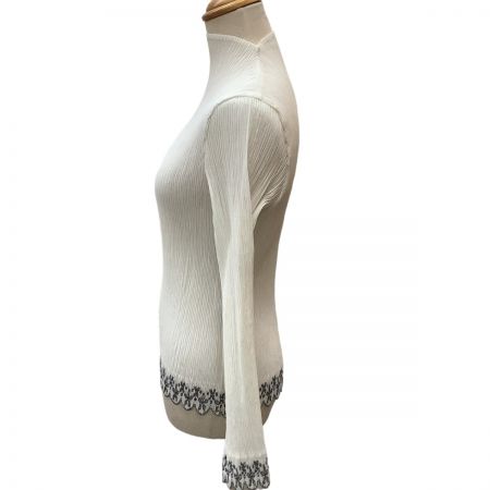  ISSEY MIYAKE イッセイミヤケ カットソー 裾レース 変形 プリーツ SIZE 2 IM12-FJ902 ホワイト