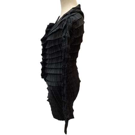  ISSEY MIYAKE イッセイミヤケ 変形 段違い プリーツ シャツ ジャケット SIZE M IM82-FD920 ブラック