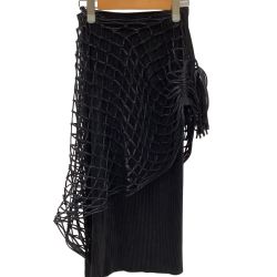 ♪♪ ISSEY MIYAKE FETE イッセイミヤケ  変形 プリーツ 網 巻きスカート SIZE 2 IF82FG213 ブラック Bランク