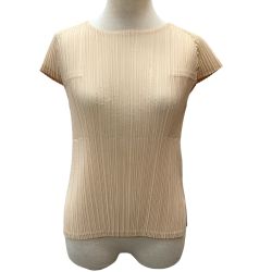 ♪♪ ISSEY MIYAKE WHITE LABEL イッセイミヤケ プリーツ カットソー SIZE 2 IM42FJ258 ベージュ Bランク