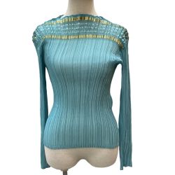 ♪♪ ISSEY MIYAKE イッセイミヤケ PLEATS プリーツ 変形カットソー SIZE 2 IM12FJ921 エメラルドグリーン Bランク