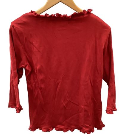 PINK HOUSE ピンクハウス レディース フリル カットソー  ハートボタン カーディガン ２枚セット SIZE L レッド