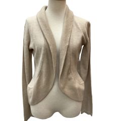 ISSEY MIYAKE FETE イッセイミヤケ ボレロ 衿カシミヤ100％ カーディガン SIZE 2 IF54KN516 ベージュ Bランク