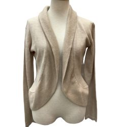 ISSEY MIYAKE FETE イッセイミヤケ ボレロ 衿カシミヤ100％ カーディガン SIZE 2 IF54KN516 ベージュ Bランク