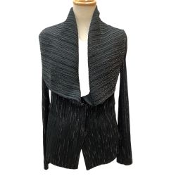 ISSEY MIYAKE イッセイミヤケ 変形 ラメ プリーツ ジャケット カーディガン SIZE 2 IM93FD715 ブラック Bランク